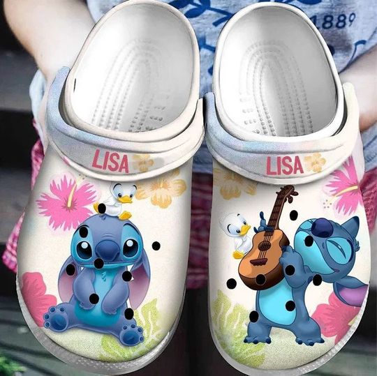 Stitch And Lilo Guitar Gift For Fan Classic Water Rubber Clogs Shoes