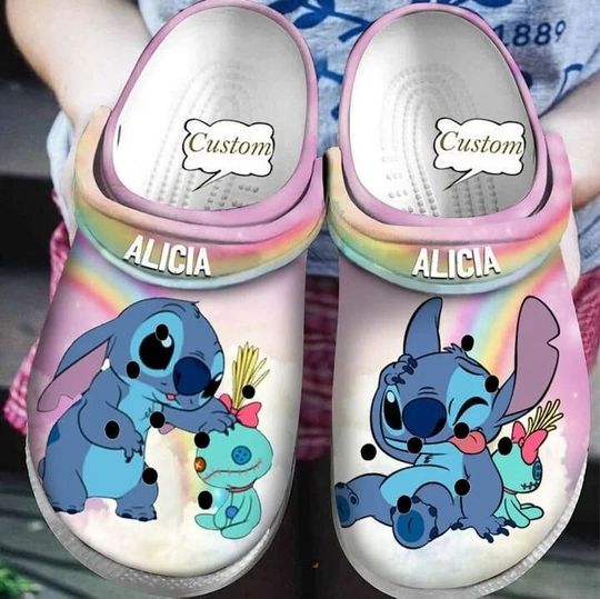 Stitch Rainbow Gift For Fan Classic Water Rubber Clogs Shoes