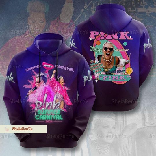 P!nk Pink Singer Summer Carnival 2024 Tour Hoodie, Pink On Tour 3D Hoodie