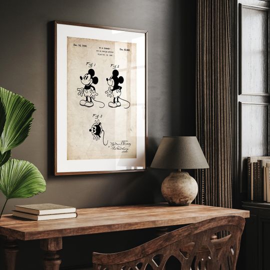 Playroom Decor, Nursery Poster, Mickey Mouse 1929 Patent Poster