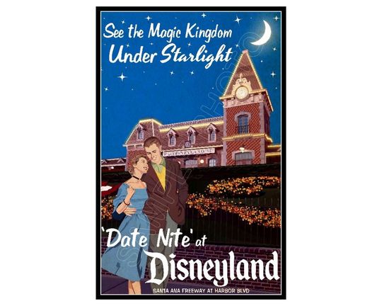 Disneyland Date Night #1 Poster, Disney Fantasy Land Anaheim Mickey Mouse Poster