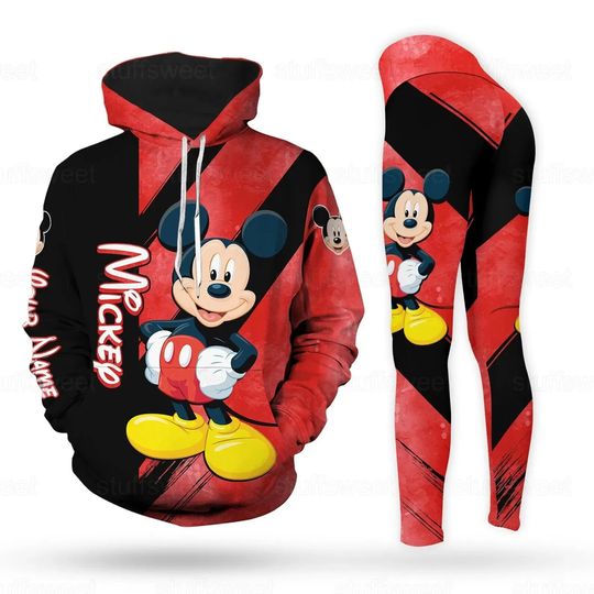 Mickey Mouse 3D Hoodie Leggings Set, Disney Hoodie Leggings