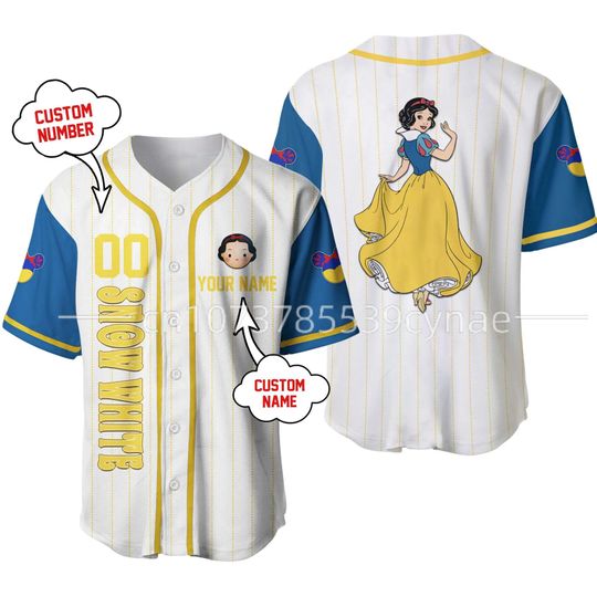 Snow White Baseball Jersey Disney Snow White Cute Casual Baseball Shirt