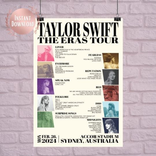 Syndey, Australia Night 4 Eras Tour Poster