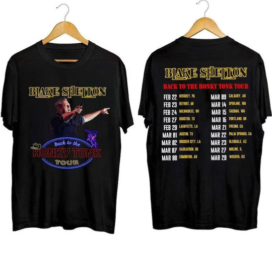 2024 Blake Shelton Back to the Honky Tonk Tour Dates T-Shirt