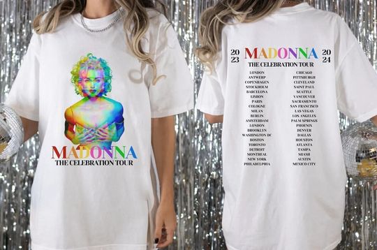 Madonna The Celebration Tour 2024 T-Shirt, Madonna Merch, 2 Sides T-Shirt