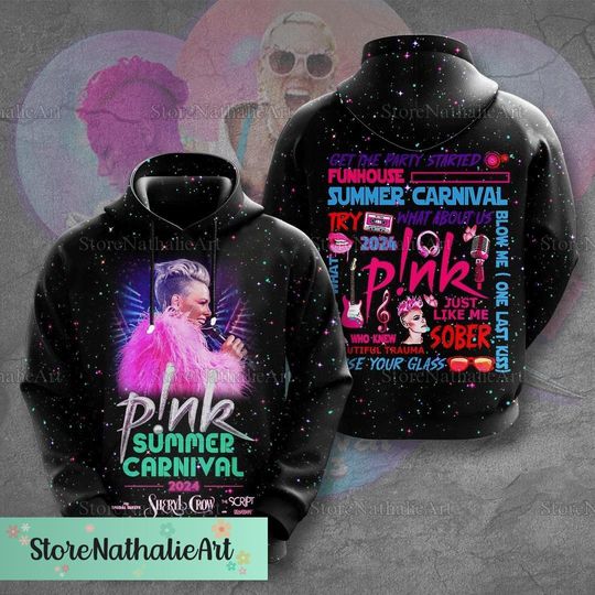Pink On Tour Hoodie, Pink Singer 3D Hoodie, P!nk Pink Trendy Hoodie, Pink Concert Women Hoodie