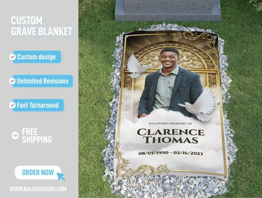 Custom Grave Blanket, Custom Memorial Grave Blanket