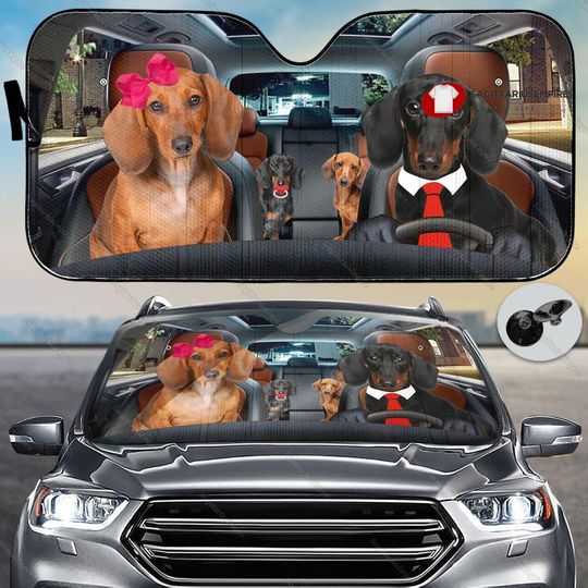 Dachshund Dog Car Sunshade, Dachshund Family Car Sunshade