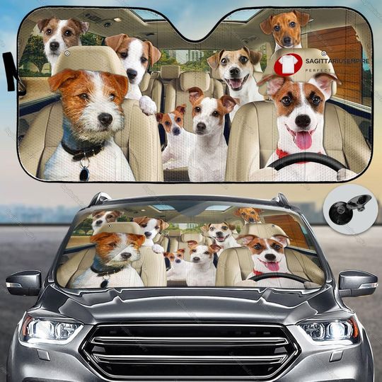 Jack Russell Terrier Dog Car Sun Shade, Russell Family Car Sunshade