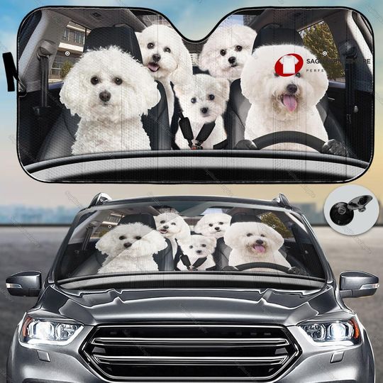 Bichon Frise Dog Car Sun Shade, Bichon Frise Family Car Sunshade