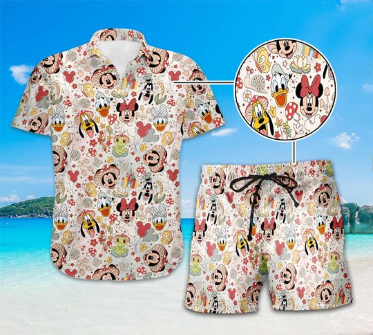 Mickey And Friends Mushroom Hawaiian Shirt | Mickey Minnie Summer