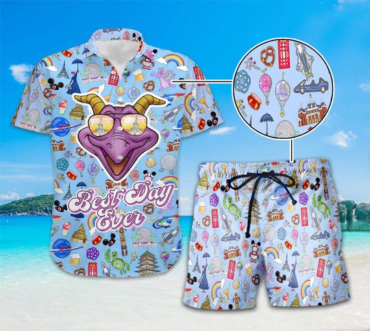 Figment Funny Hawaiian Shirt | Epcot Figment Hawaiian Shirt | Purple Dragon