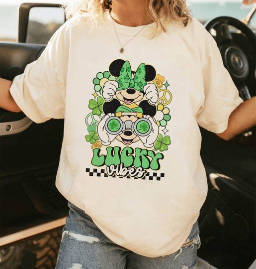 Mickey Minnie Patrick Day Lucky Vibes Shirt | Mickey Saint Patricks Day