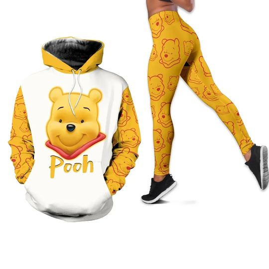 Personalized Disney Winnie the Pooh 3D Hoodie Leggings Set, Disney Hoodie Leggings
