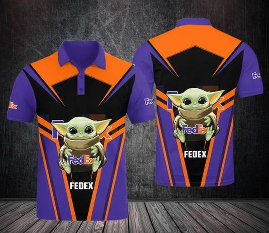 Disney Star Wars Baby Yoda FedEx Polo Shirt, FedEx Ground 3D Printed Polo Shirt
