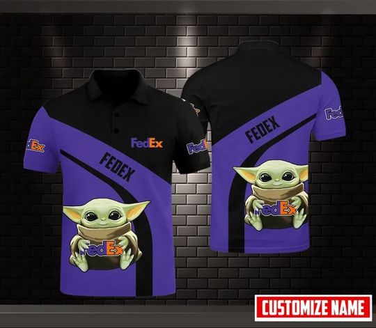 Personalized Disney Star Wars Baby Yoda FedEx Polo Shirt, FedEx Ground 3D Printed Polo Shirt