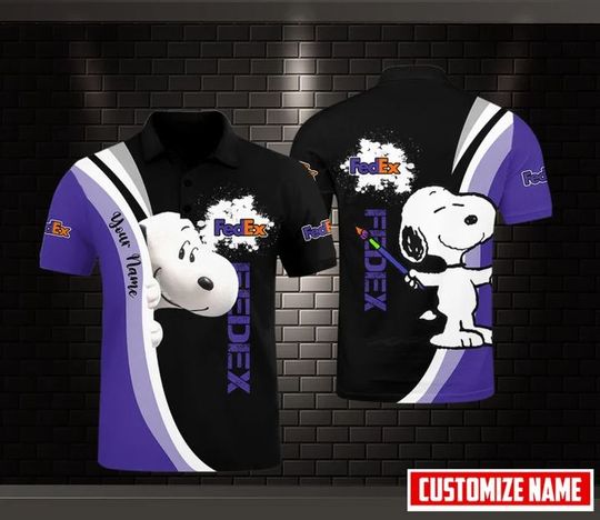Personalized Snoopy FedEx Polo Shirt, FedEx Ground 3D Printed Polo Shirt