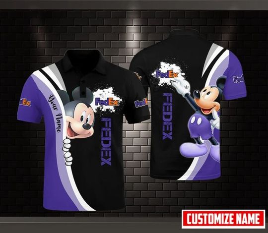 Personalized Disney Mickey Mouse FedEx Polo Shirt, FedEx Ground 3D Printed Polo Shirt
