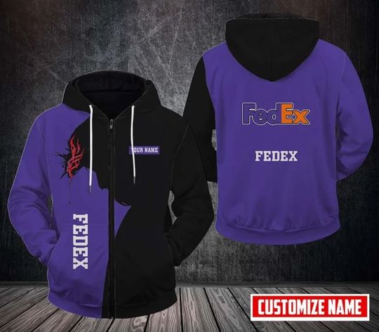 Personalized FedEx Hoodie, FedEx Ground 3D Printed Zip Hoodie