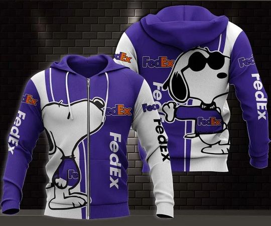 Snoopy FedEx Hoodie, FedEx Ground 3D Printed Zip Hoodie