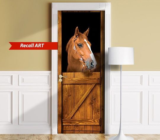 Horse in Stall - Sticker for Door, Wall or Fridge Door Cover