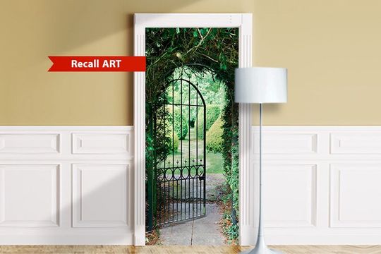 Door Mural - Gates to Garden, wicket. Decal for Window Door Cover