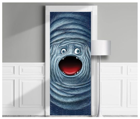 Funny Monster - Door Mural, Removable Decal Door Cover
