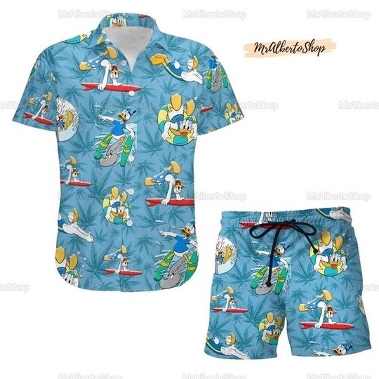 Donald Men Hawaiian Shirt, Donald Swim Beach Shorts