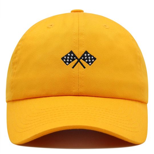 Racing Flag Premium Dad Hat Embroidered Cotton Baseball Cap Racer Speed