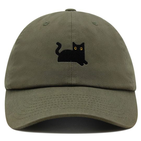 Black Cat Premium Dad Hat Embroidered Baseball Cap Cat Mom