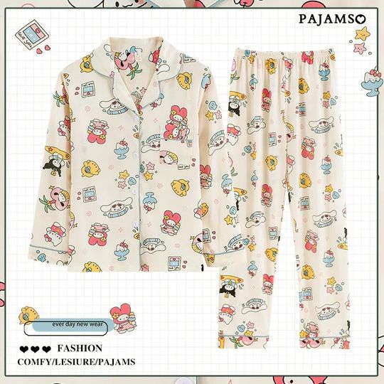 Anime Sanrio Pajamas Kawaii Y2K Hello Kitty Pajamas Sets