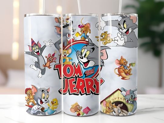 Tom and Jery 20oz Tumbler with Lid and Straw