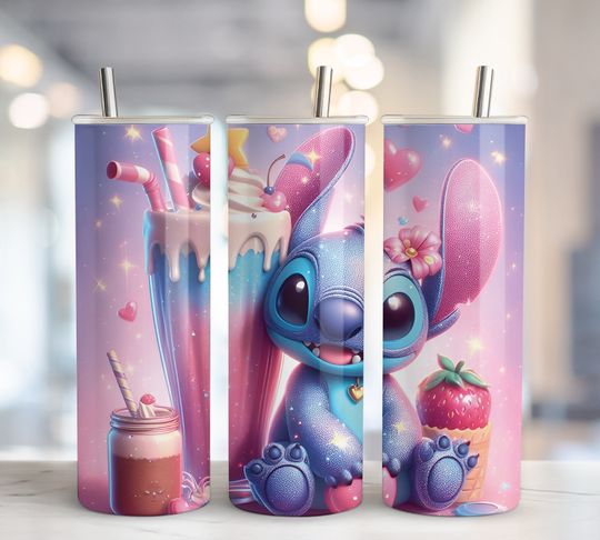 Stitch Valentine Tumbler 20oz Tumbler with Lid and Straw