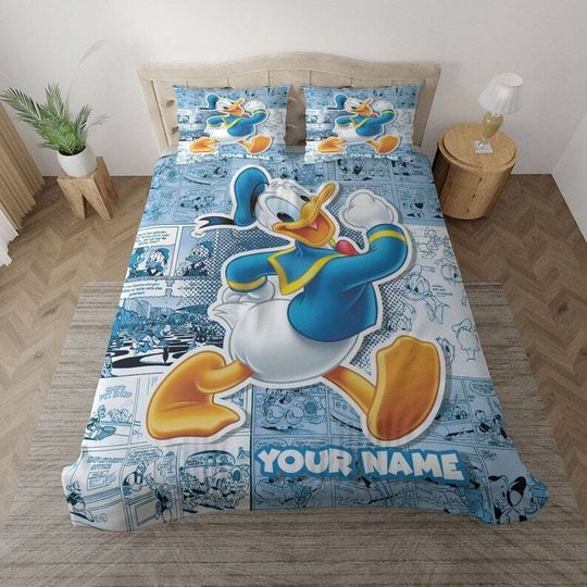 Personalized Donald Duck Disney Bedding Set, Cartoon Bedding