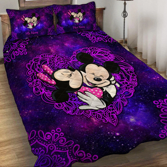 Personalized Mickey And Minnie Disney Bedding Set, Cartoon Bedding