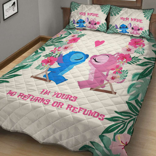 Personalized Stitch And Angel Disney Bedding Set, Cartoon Bedding