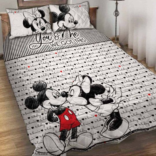 Mickey And Minnie Disney Bedding Set, Cartoon Bedding