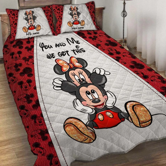 Personalized Mickey And Minnie Disney Bedding Set, Cartoon Bedding