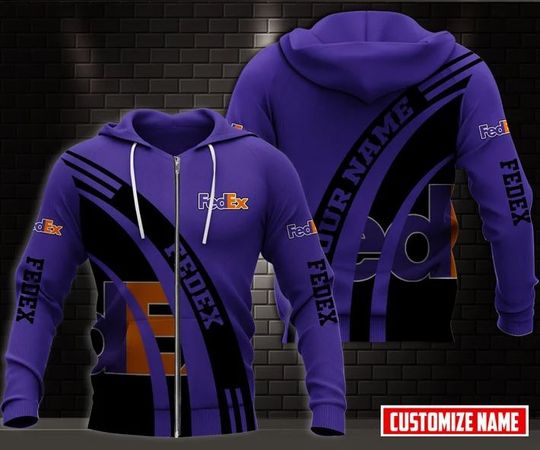 Personalized FedEx Hoodie, FedEx Ground 3D Printed Zip Hoodie