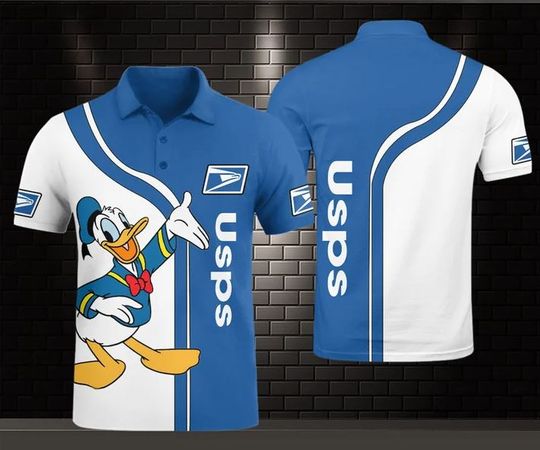 Disney Donald Duck Postal Service Polo Shirt, United SPS 3D Printed Polo Shirt