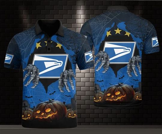 Halloween Postal Service Polo Shirt, United SPS 3D Printed Polo Shirt