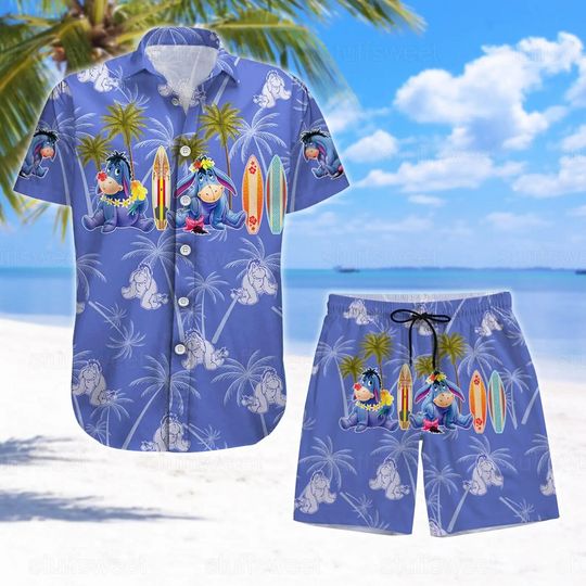 Eeyore Hawaiian Shorts Shirt Set Disney Hawaiian Shirts