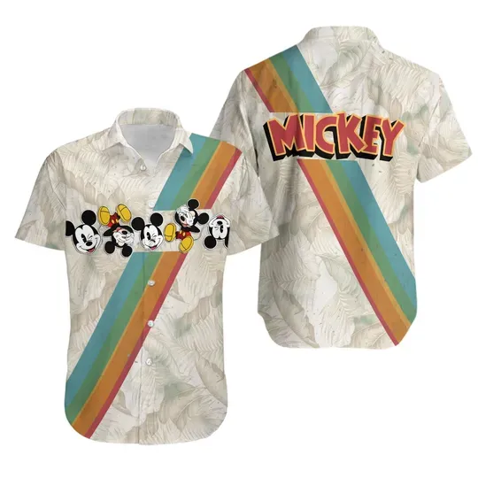 Mickey Mouse Rainbow Stripe Hawaiian Shirt
