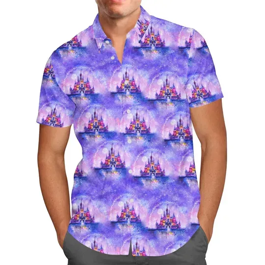 Valentine Disney Castle Hawaiian Shirt Disney Hawaiian Beach Shirt