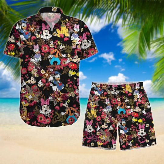 Mickey And Friends Disney Hawaiian Shirt And Shorts, Disney Aloha Set