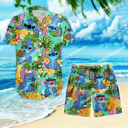 Stitch Disney Hawaiian Shirt And Shorts, Disney Aloha Set