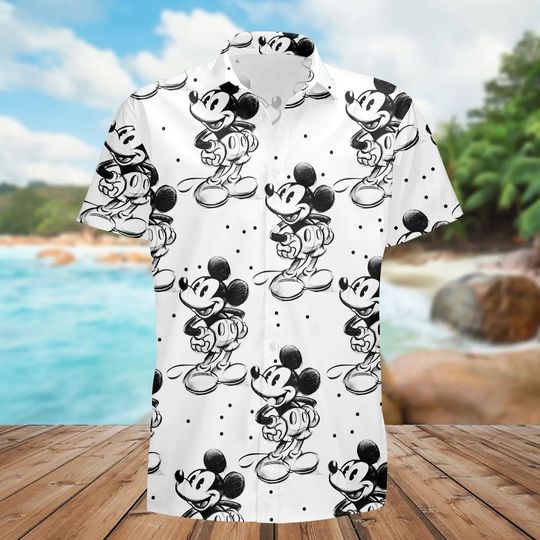 Sketch of Steamboat Mickey Hawaiian shirt Disney Shirts