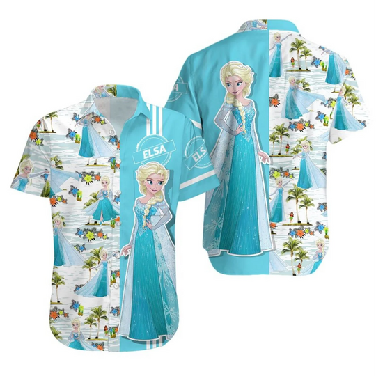 Elsa Frozen Floral Hawaiian Shirt Disney Princess Elsa Hawaiian Shirt