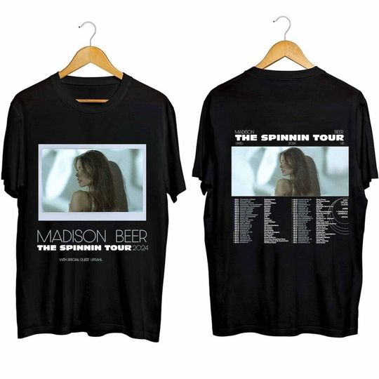 Madison Beer The Spinning Tour 2024 T-Shirt Music Unisex Black Gift Fans